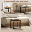 Table basse Garone gigogne carrée acier MDF noir