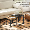 Table basse Garone gigogne carrée acier MDF noir