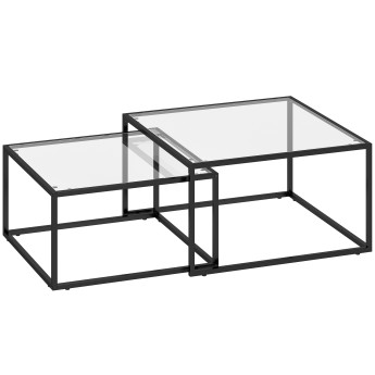 Produit Velsereer tables basses gigognes métal et verre noir