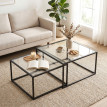 Produit Velsereer tables basses gigognes métal et verre noir