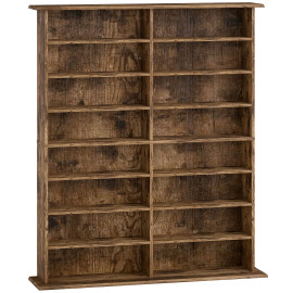 Étagère de rangement Amouac CD DVD 16 compartiments effet bois vieilli