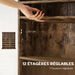 Étagère de rangement Amouac CD DVD 16 compartiments effet bois vieilli