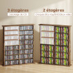 Étagère de rangement Amouac CD DVD 16 compartiments effet bois vieilli