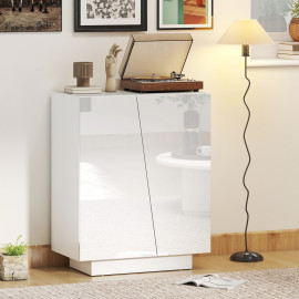 Facourt buffet meuble rangement placard double porte étagère réglable blanc