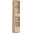 Étagère bibliothèque colonne Baeay rangement étroit effet bois naturel