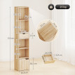 Étagère bibliothèque colonne Baeay rangement étroit effet bois naturel