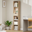 Étagère bibliothèque colonne Baeay rangement étroit effet bois naturel