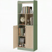 Bibliothèque Merisiie 5 niveaux 2 portes bois naturel vert
