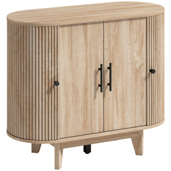 Buffet Esusur design ovale cannelé 4 portes chêne clair