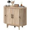 Buffet Esusur design ovale cannelé 4 portes chêne clair