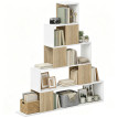 Bibliothèque Leertein étagère géométrique 5 niveaux blanc bois naturel