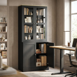 Bibliothèque vitrine Emtaer rangement verre contemporain noir
