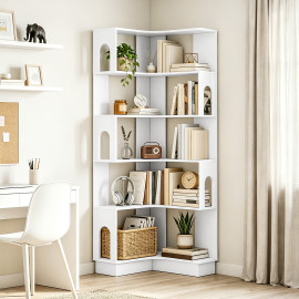 Bibliothèque d angle Valriine étagère design rangement blanc