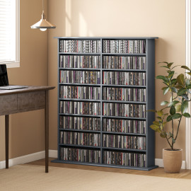 Étagère de rangement Beren CD DVD 16 compartiments gris