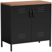 Oleloor Buffet métal bois 2 portes étagère noir