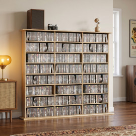 Avenne Rangement CD DVD 24 compartiments effet bois clair