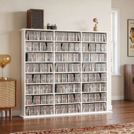 Esioie meuble rangement CD DVD grande capacité blanc