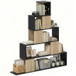 Bibliothèque Bréine étagère design géométrique noire bois