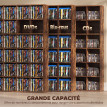 Rosseen Étagère rangement CD DVD ajustable effet bois vieilli