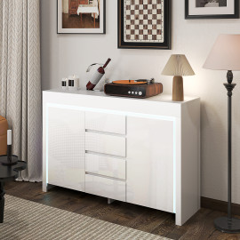 Buffet Bervaval LED design rangement moderne blanc laqué