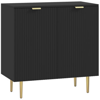 Buffet Ceria 2 portes effet cannelé métal doré noir