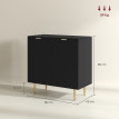 Buffet Ceria 2 portes effet cannelé métal doré noir