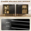 Buffet Ceria 2 portes effet cannelé métal doré noir