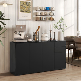 Buffet Enanie design contemporain rangement noir mat laqué