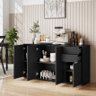 Buffet Enanie design contemporain rangement noir mat laqué