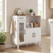 Meuble micro-ondes Garaenin buffet rangement niche tiroir blanc chêne