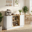 Buffet Julriine design bois naturel blanc 2 portes niches meuble TV