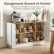Buffet Julriine design bois naturel blanc 2 portes niches meuble TV