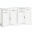 Saolmont Buffet de rangement 4 portes 4 tiroirs étagères blanc