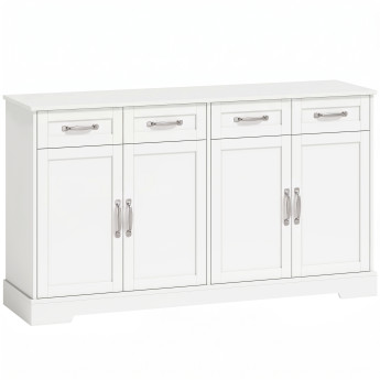 Saolmont Buffet de rangement 4 portes 4 tiroirs étagères blanc