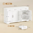 Saolmont Buffet de rangement 4 portes 4 tiroirs étagères blanc