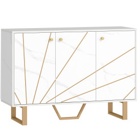Buffet Dorsea design marbre blanc et métal doré
