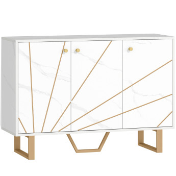 Buffet Dorsea design marbre blanc et métal doré
