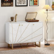 Buffet Dorsea design marbre blanc et métal doré