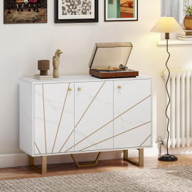 Buffet Dorsea design marbre blanc et métal doré