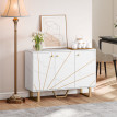 Buffet Dorsea design marbre blanc et métal doré