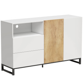 Buffet Feltaone meuble tv design bicolore blanc chêne