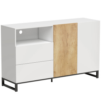 Buffet Feltaone meuble tv design bicolore blanc chêne