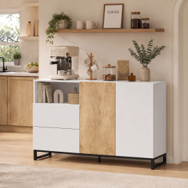 Buffet Feltaone meuble tv design bicolore blanc chêne