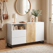 Buffet Feltaone meuble tv design bicolore blanc chêne