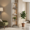 Lampadaire étagère LED Velor angle design bois clair