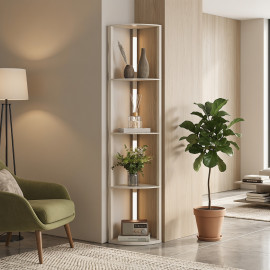 Lampadaire étagère LED Velor angle design bois clair