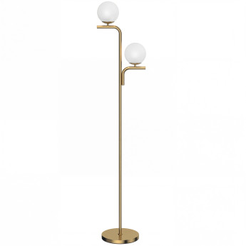 Lampadaire Felaen design néo rétro double globe métal doré