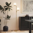 Lampadaire Felaen design néo rétro double globe métal doré