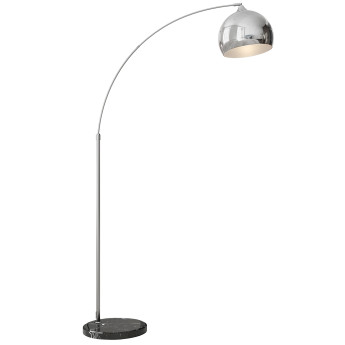 Lampadaire Ylie arc design métal chromé noir