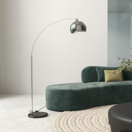 Lampadaire Ylie arc design métal chromé noir